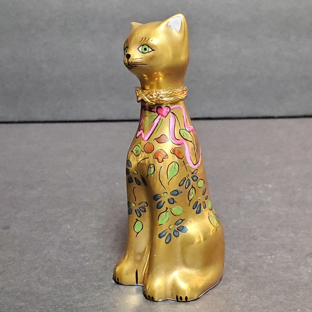 Limoges Peint Main Cat Trinket Box - Picture 3 of 11